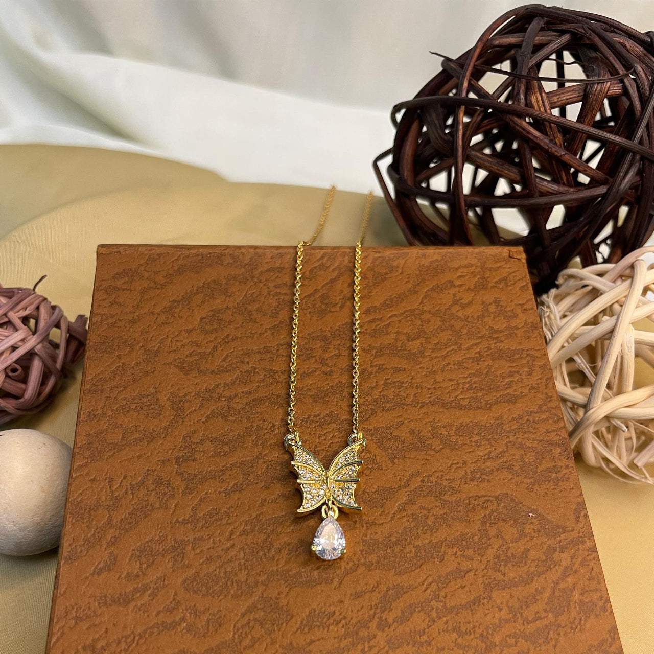Butterfly Diamond Pendant & Chain - Abdesignsjewellery