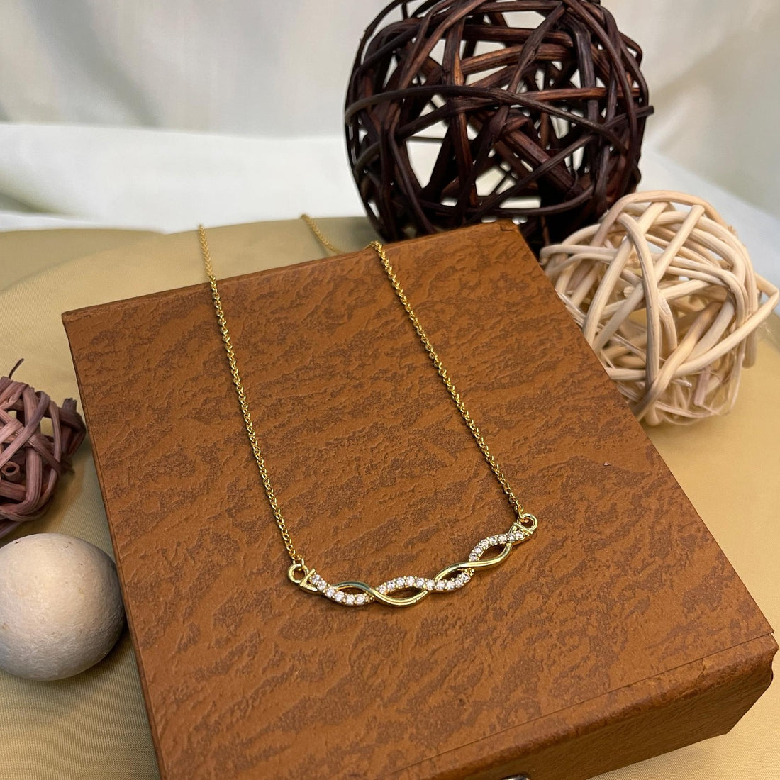 Trending Gold Plated American Diamond Pendant & Chain