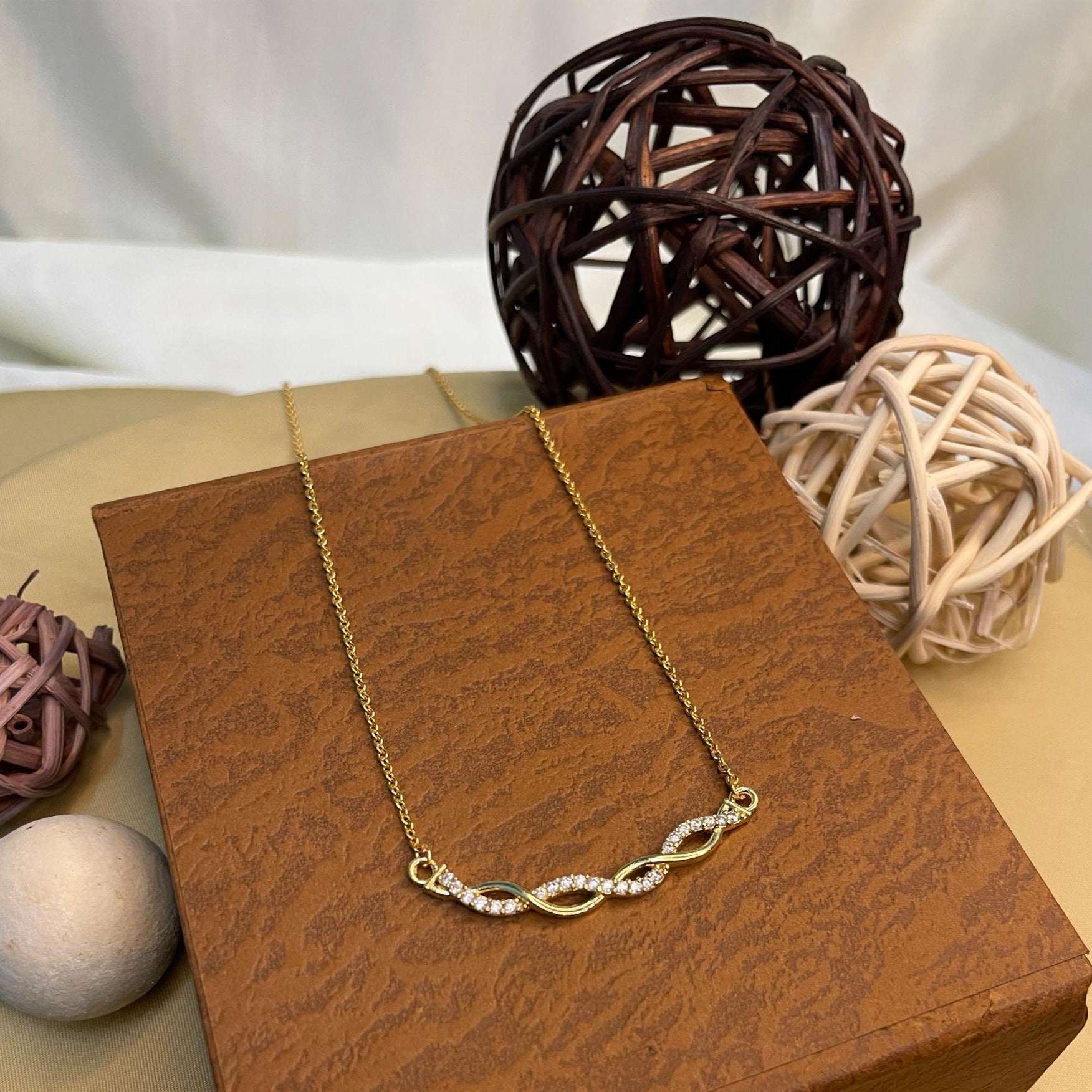 Trending Gold Plated American Diamond Pendant & Chain