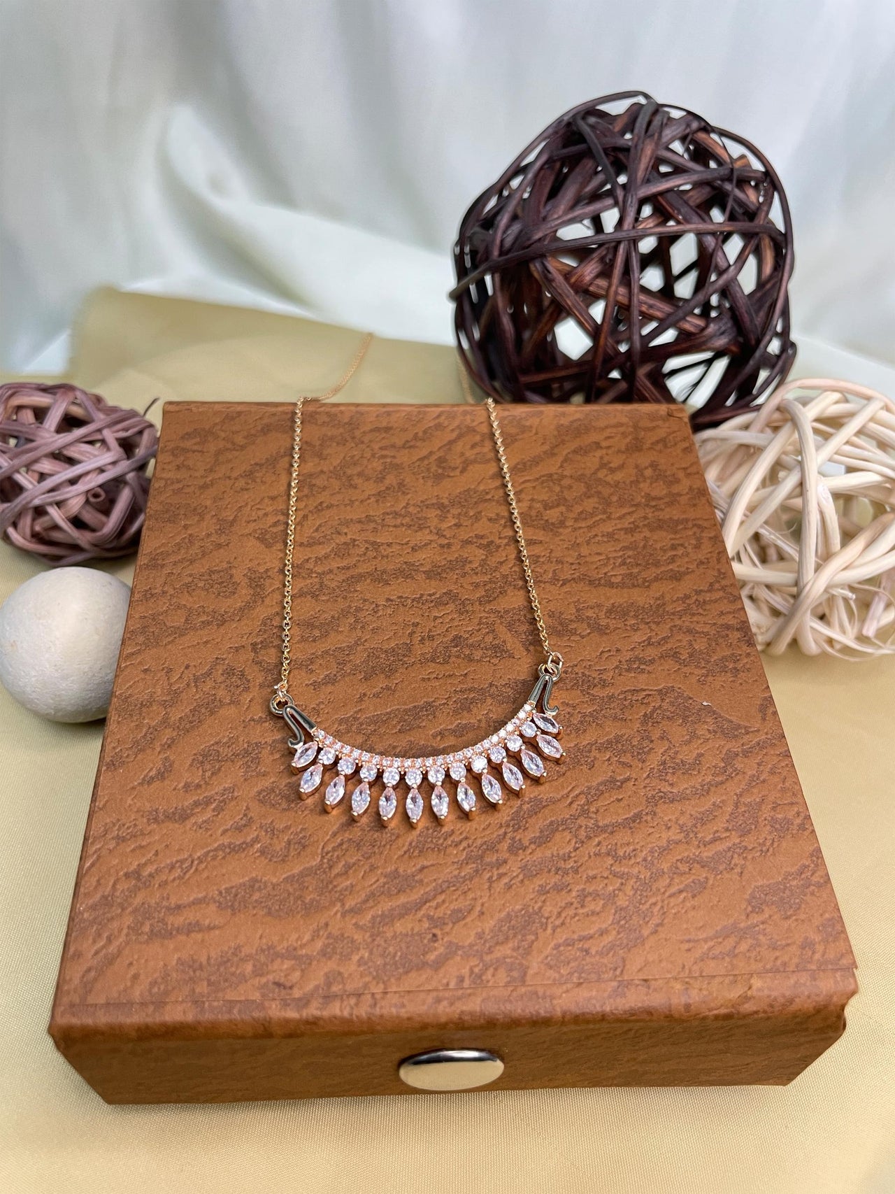 Elegant Rose Gold Diamond Pendant & Chain - Abdesignsjewellery