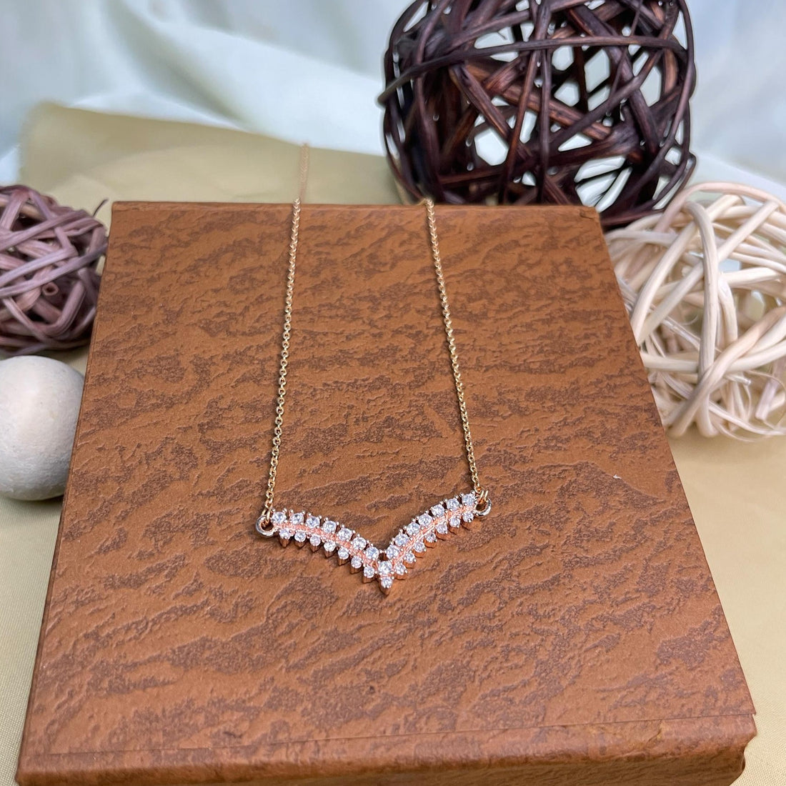 Premium Diamond AD Stone Pendant & Chain