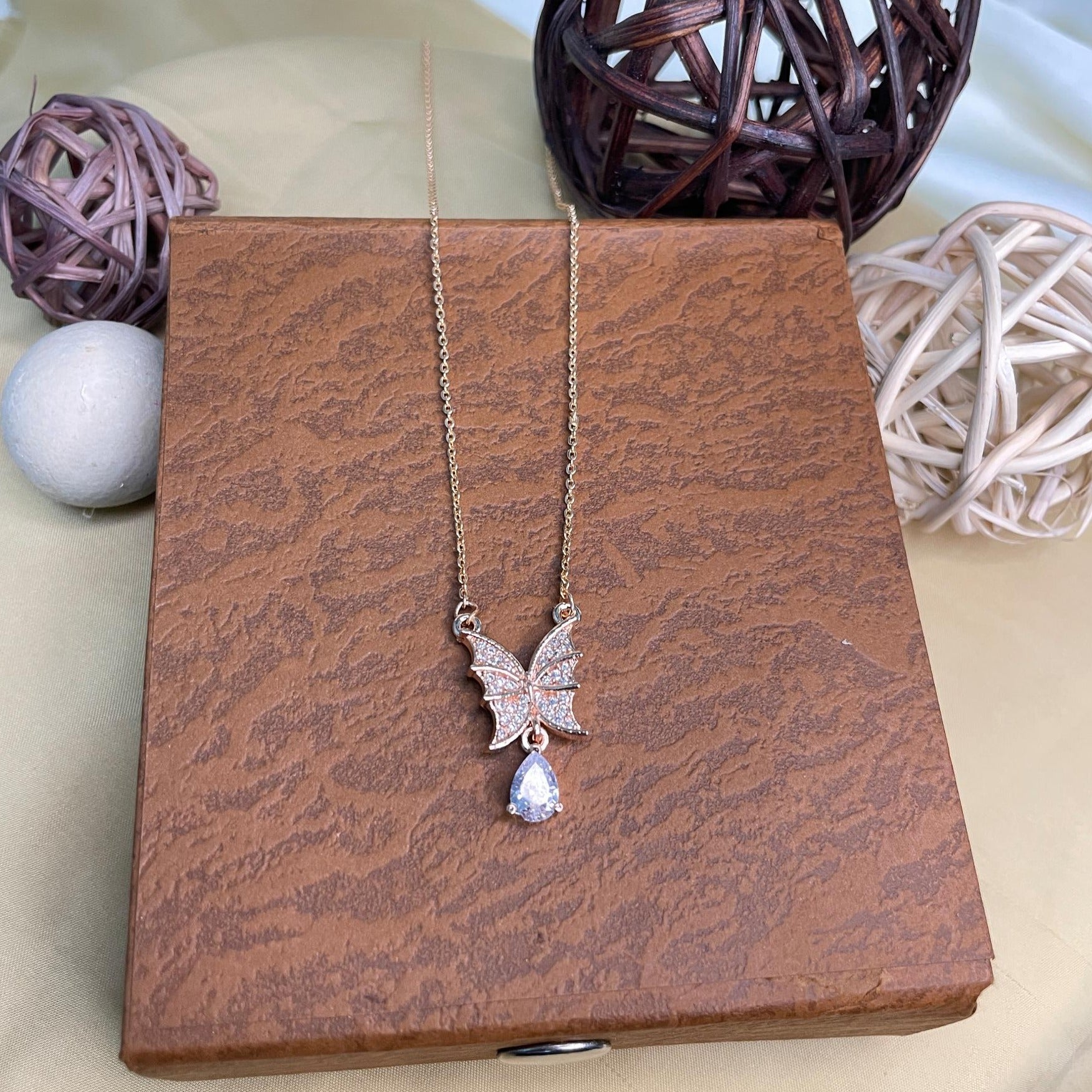 Butterfly Diamond Pendant & Chain - Abdesignsjewellery