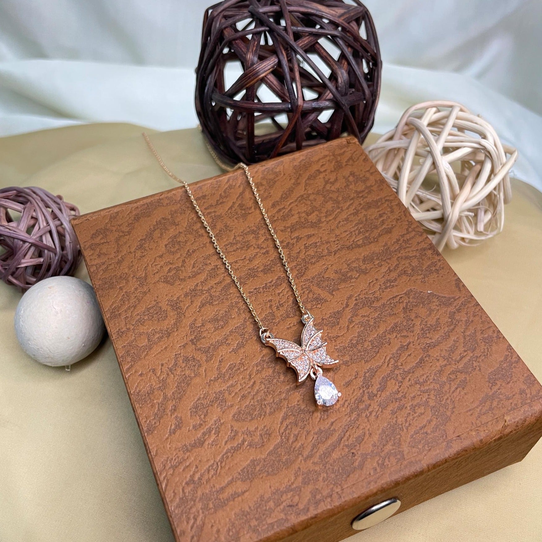 Butterfly Diamond Pendant & Chain - Abdesignsjewellery