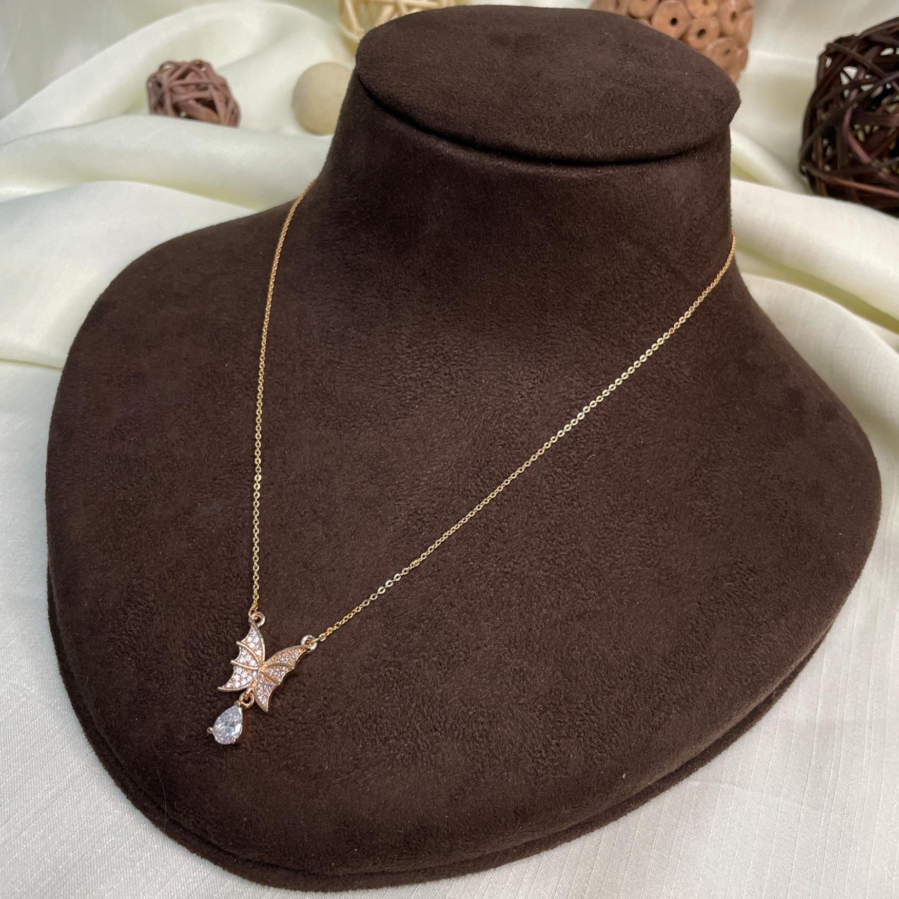 Butterfly Diamond Pendant & Chain - Abdesignsjewellery