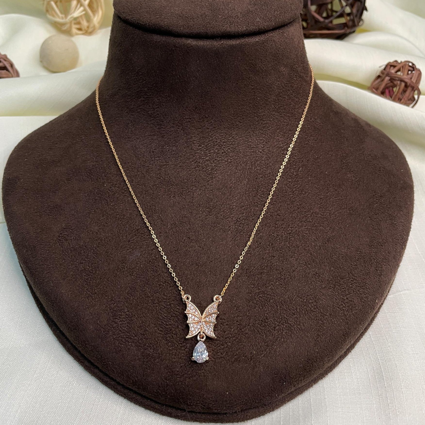 Butterfly Diamond Pendant & Chain - Abdesignsjewellery
