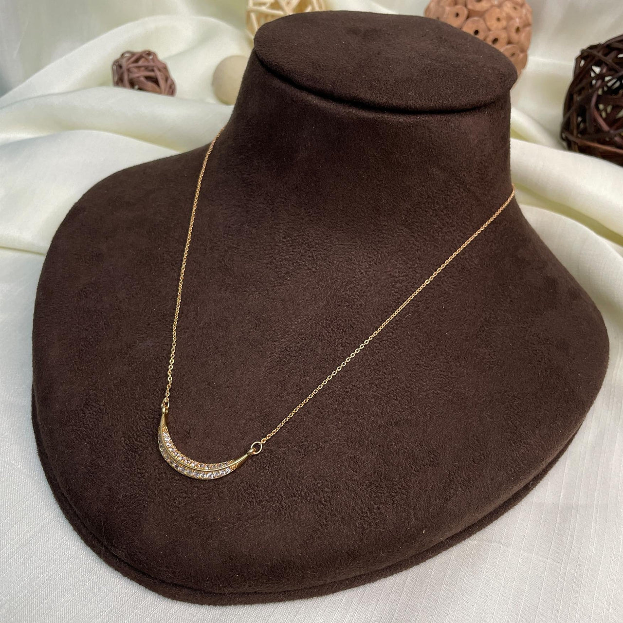 Tina Gogoi Moral Rose Gold Diamond AD Stone Pendant & Chain - Abdesignsjewellery