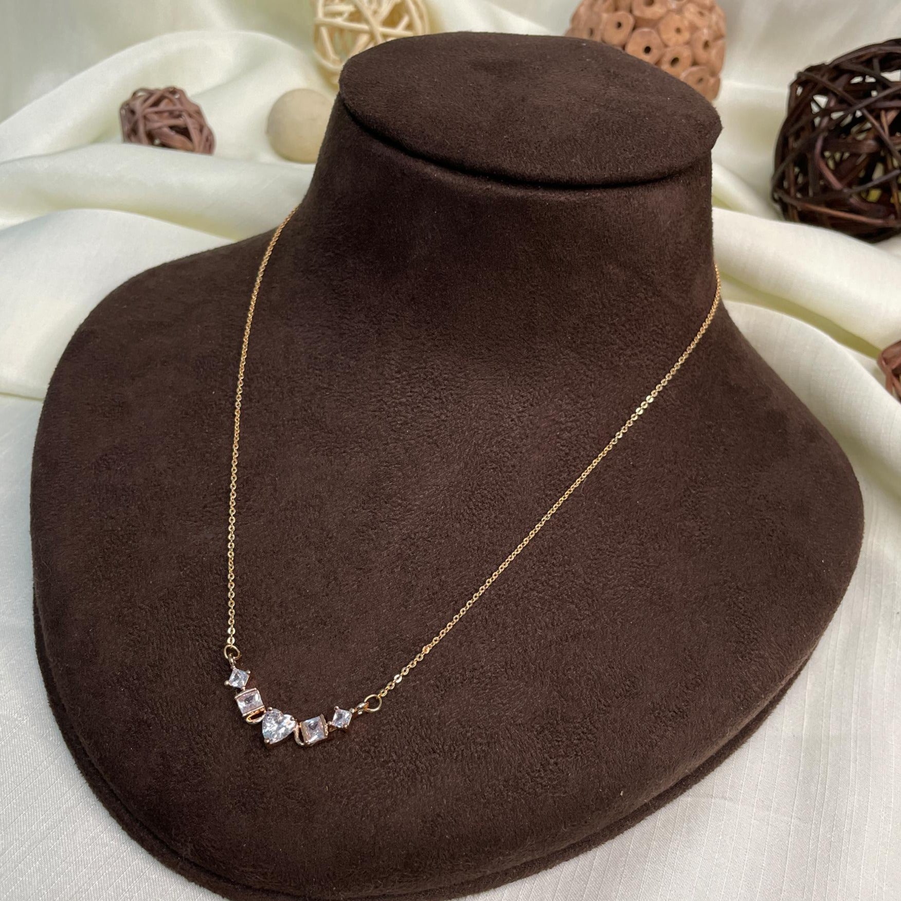 Vivid Gold Heart Cz Pendant & Chain - pendant by Abdesigns Jewellery