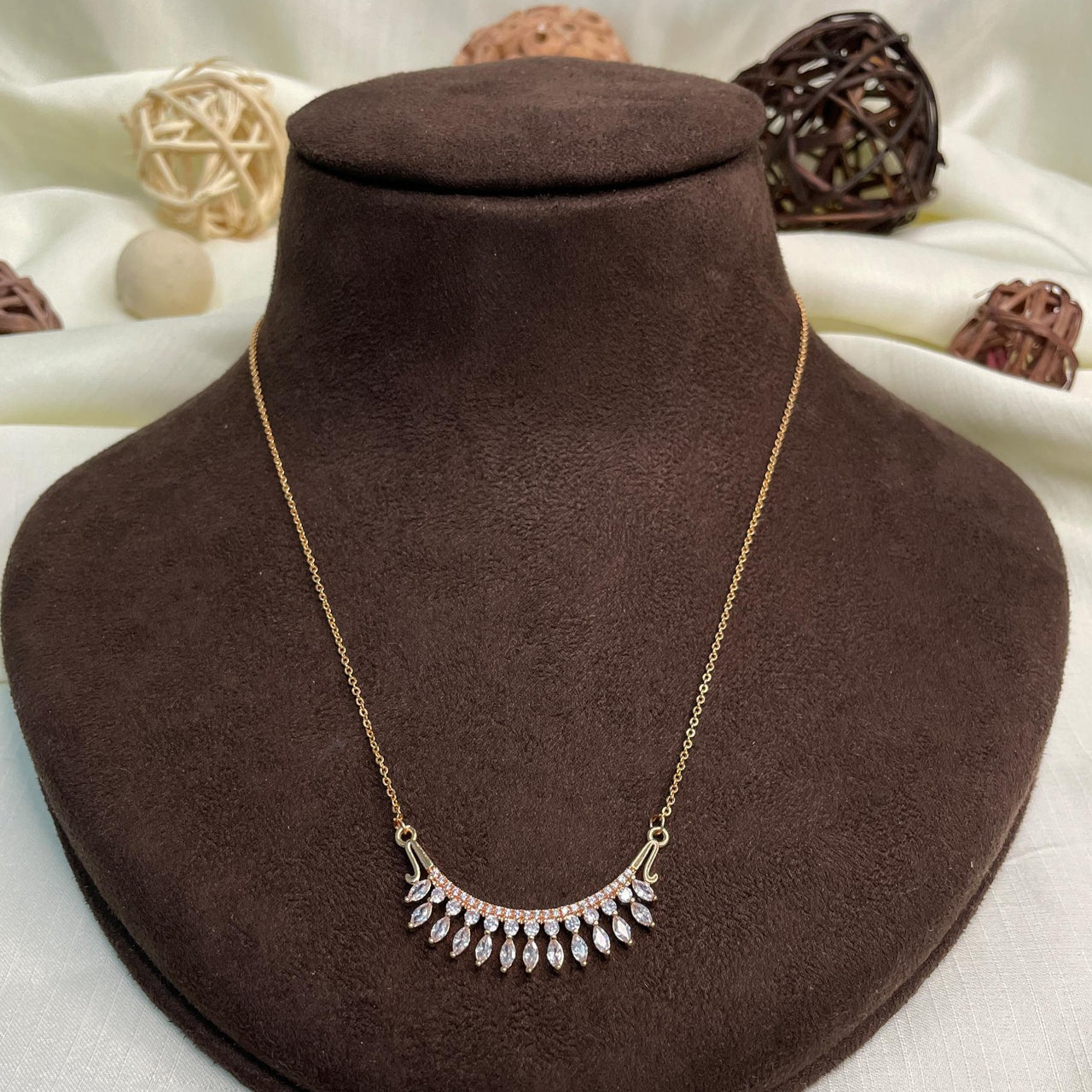 Elegant Rose Gold Diamond Pendant & Chain - Abdesignsjewellery
