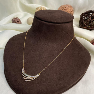 Dailywear Rose Gold Diamond Pendant & Chain - Abdesignsjewellery