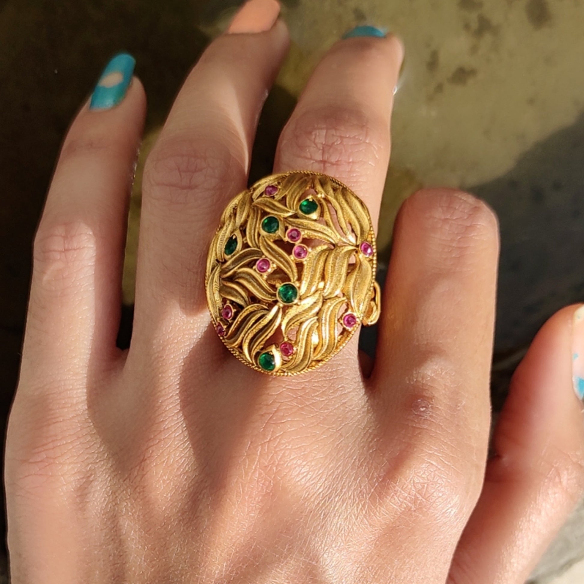 Traditional Multicolour Kemp Stone Ring - Abdesignsjewellery