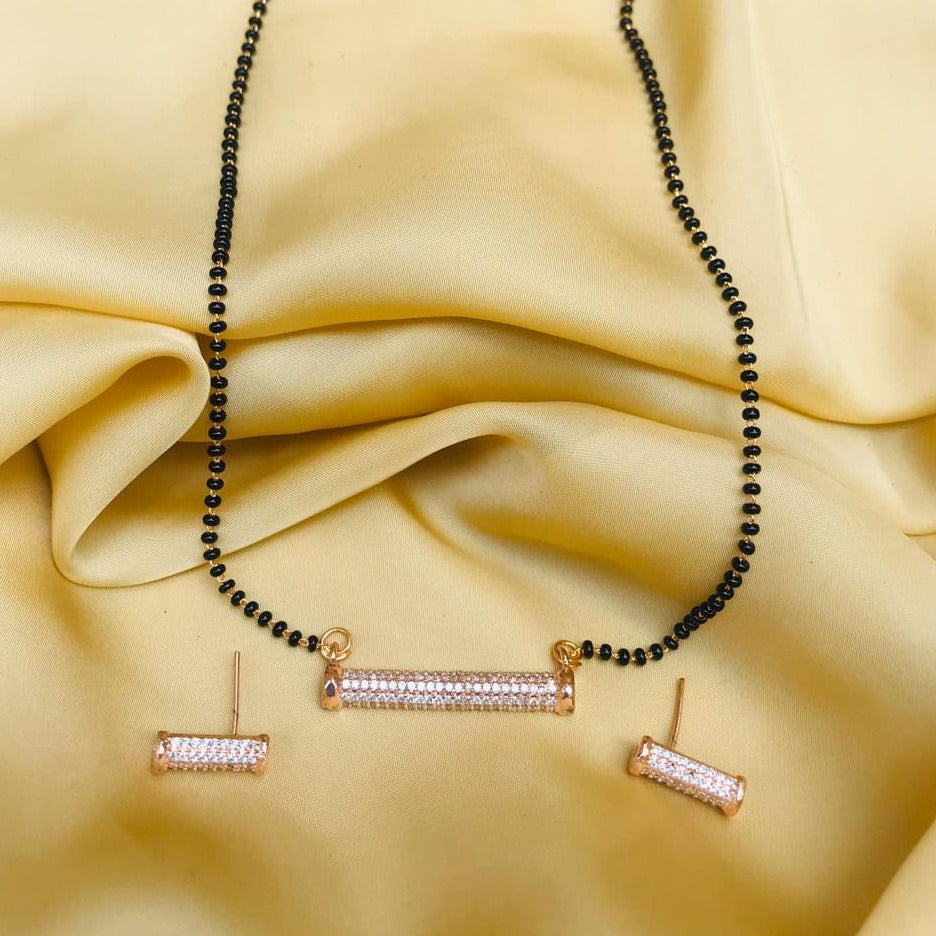 Elegant Rose Gold American Diamond Mangalsutra - Abdesignsjewellery