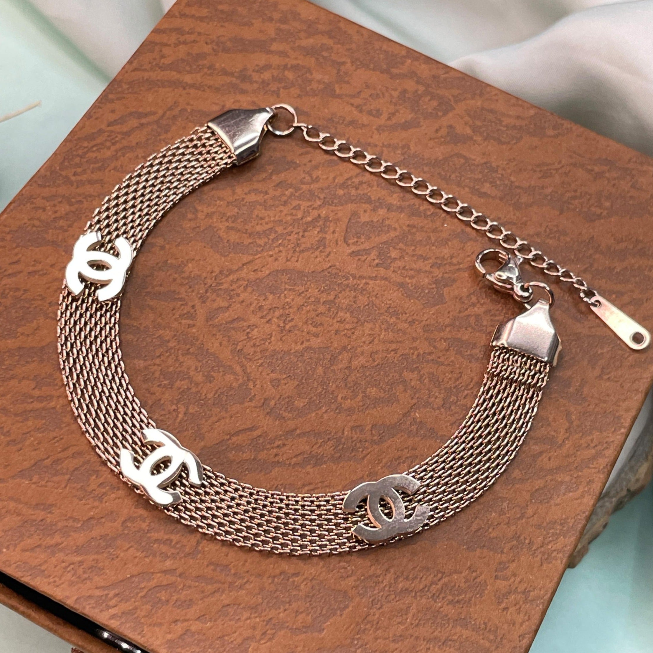 Rose Gold Channel Hand Bracelet