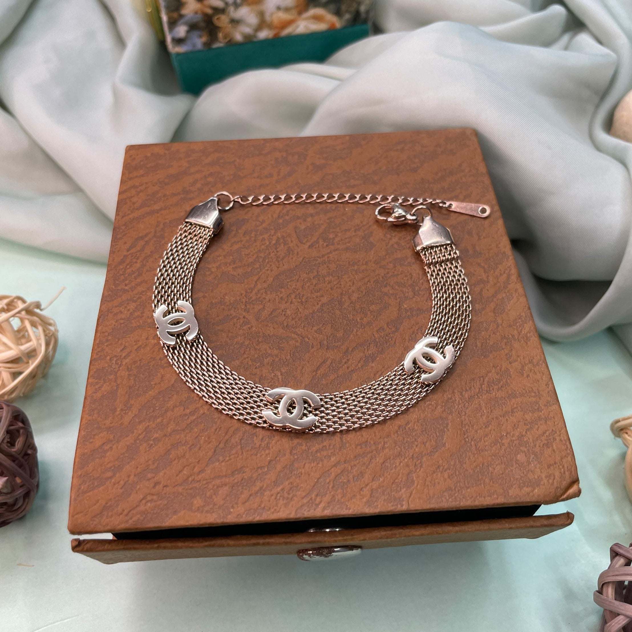 Rose Gold Channel Hand Bracelet