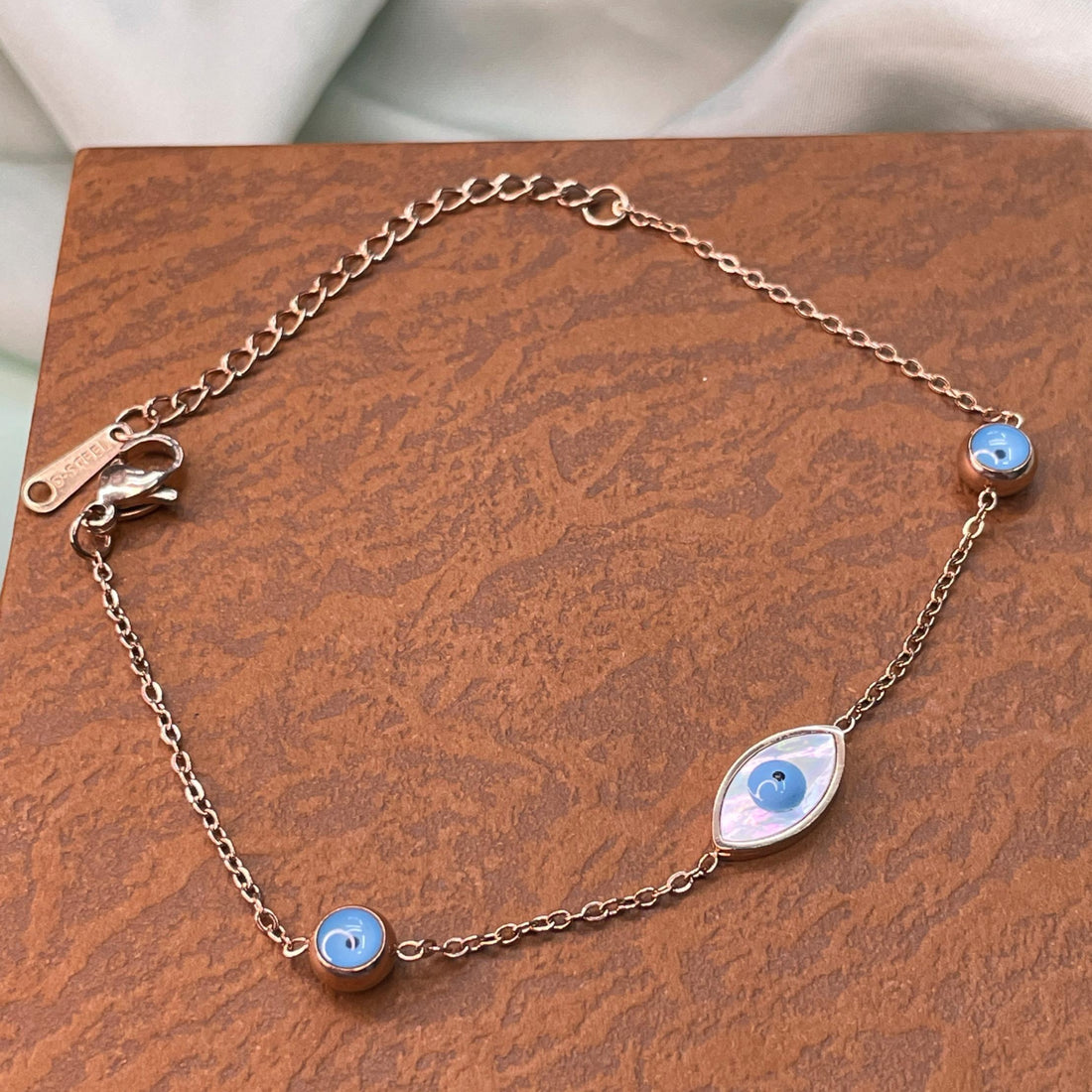Rose Gold Evil Eye Hand Bracelet