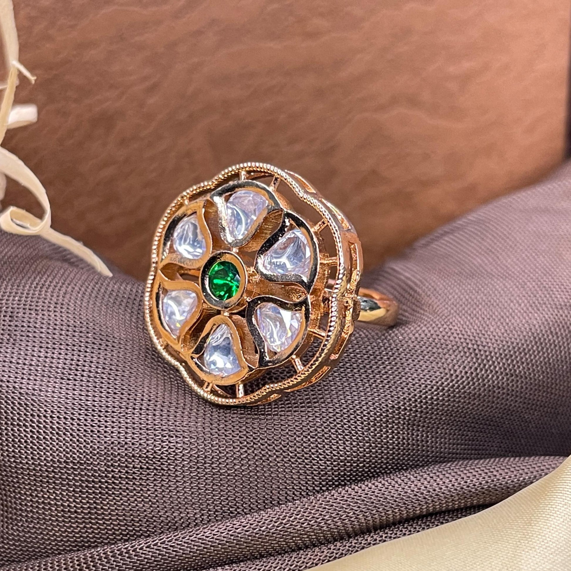 Beautiful Polki New Green Flower - Abdesignsjewellery