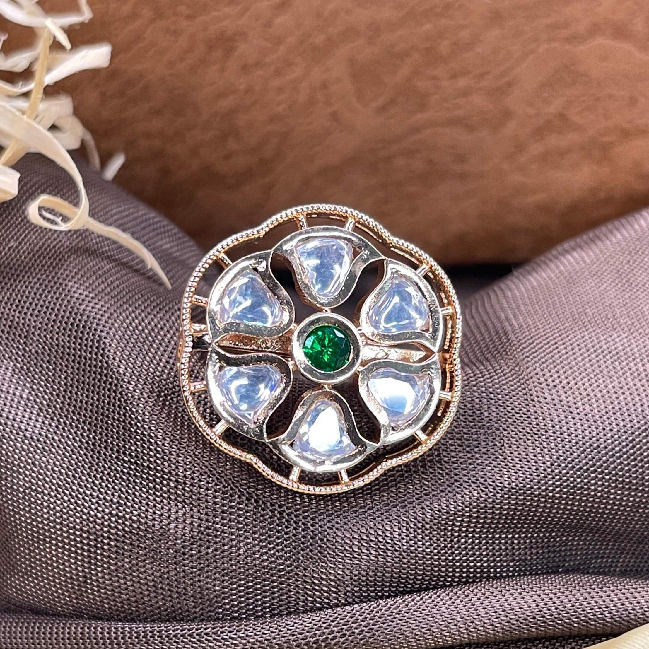 Beautiful Polki New Green Flower - Abdesignsjewellery