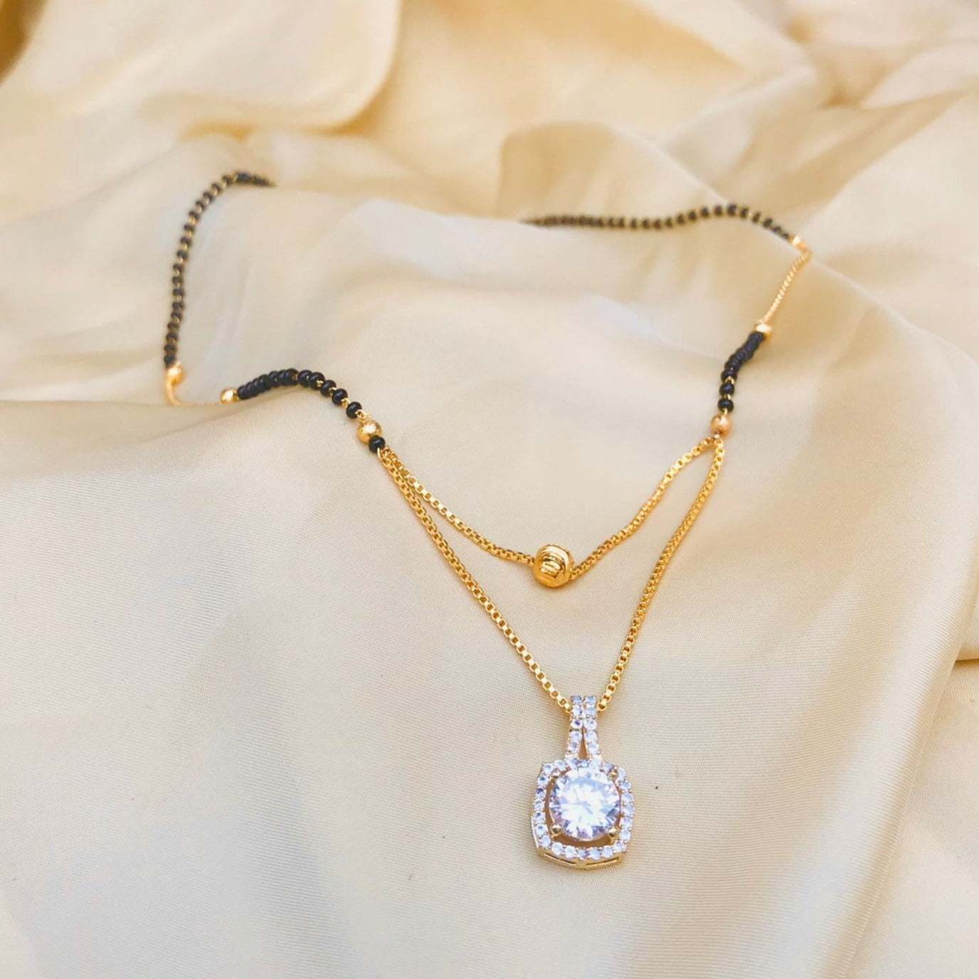 Classic Diamond AD Stone Mangalsutra - Abdesignsjewellery