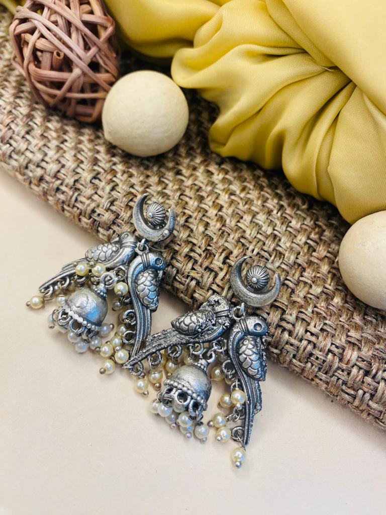 Latest Fusion Silver Plated Parrot Earring