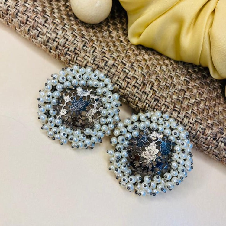 Elegant Silver Plated Beads Studs Earring - Abdesignsjewellery
