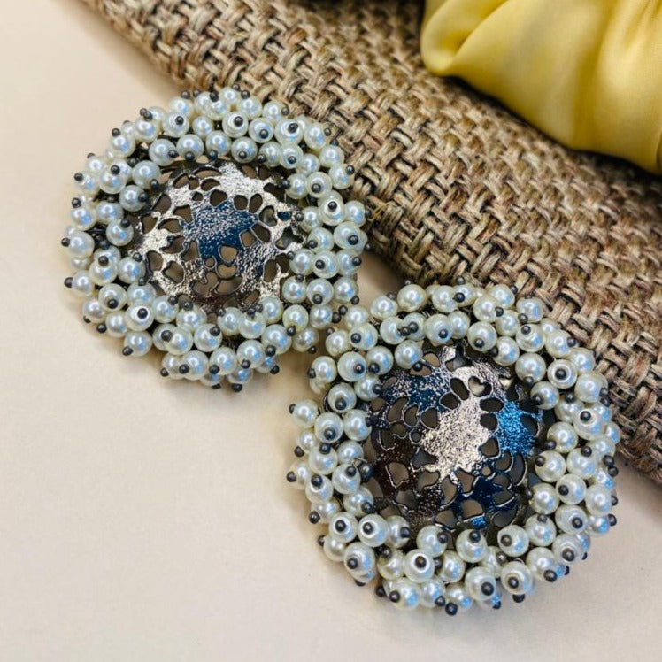 Elegant Silver Plated Beads Studs Earring - Abdesignsjewellery