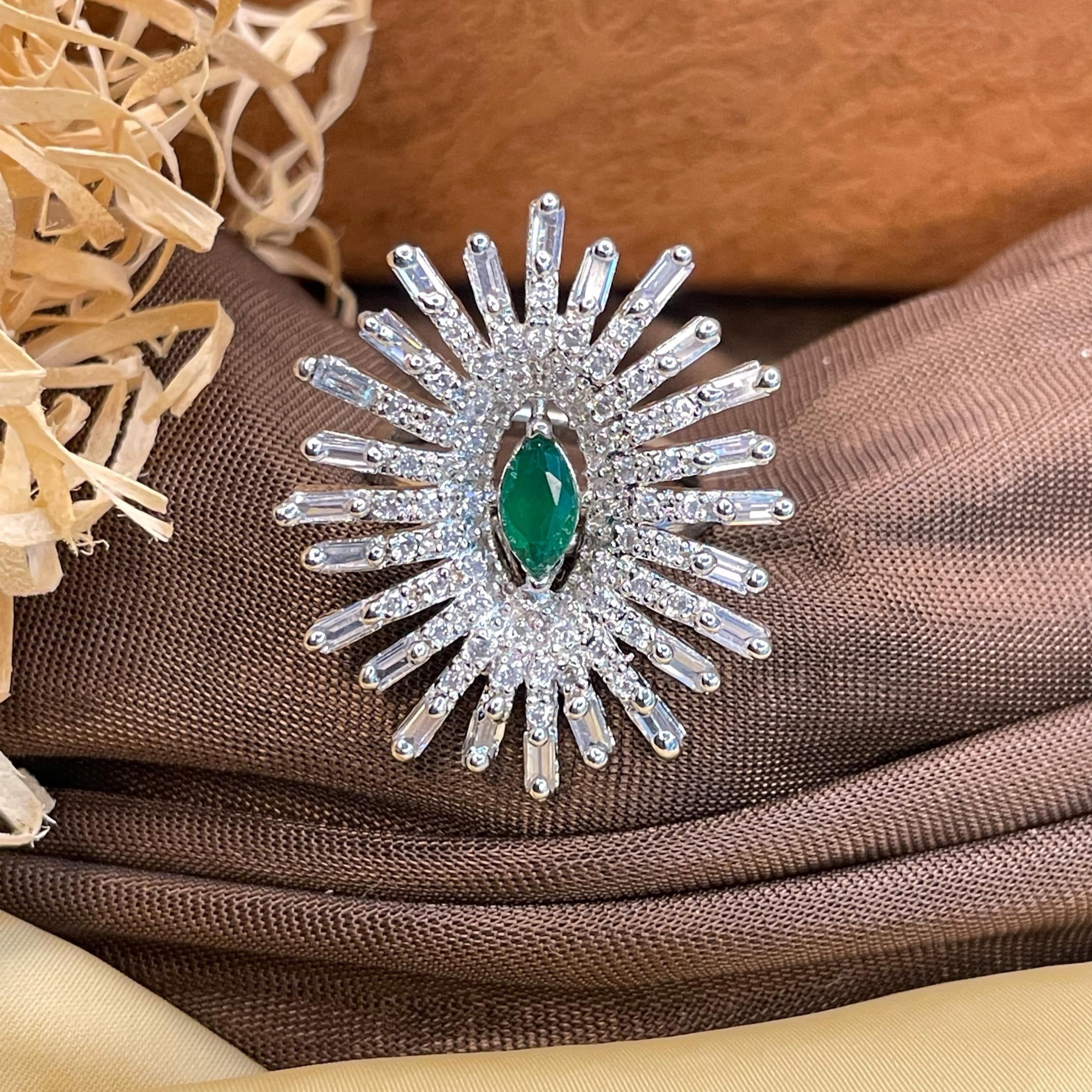 Choki American DIamond Green Ring - Abdesignsjewellery