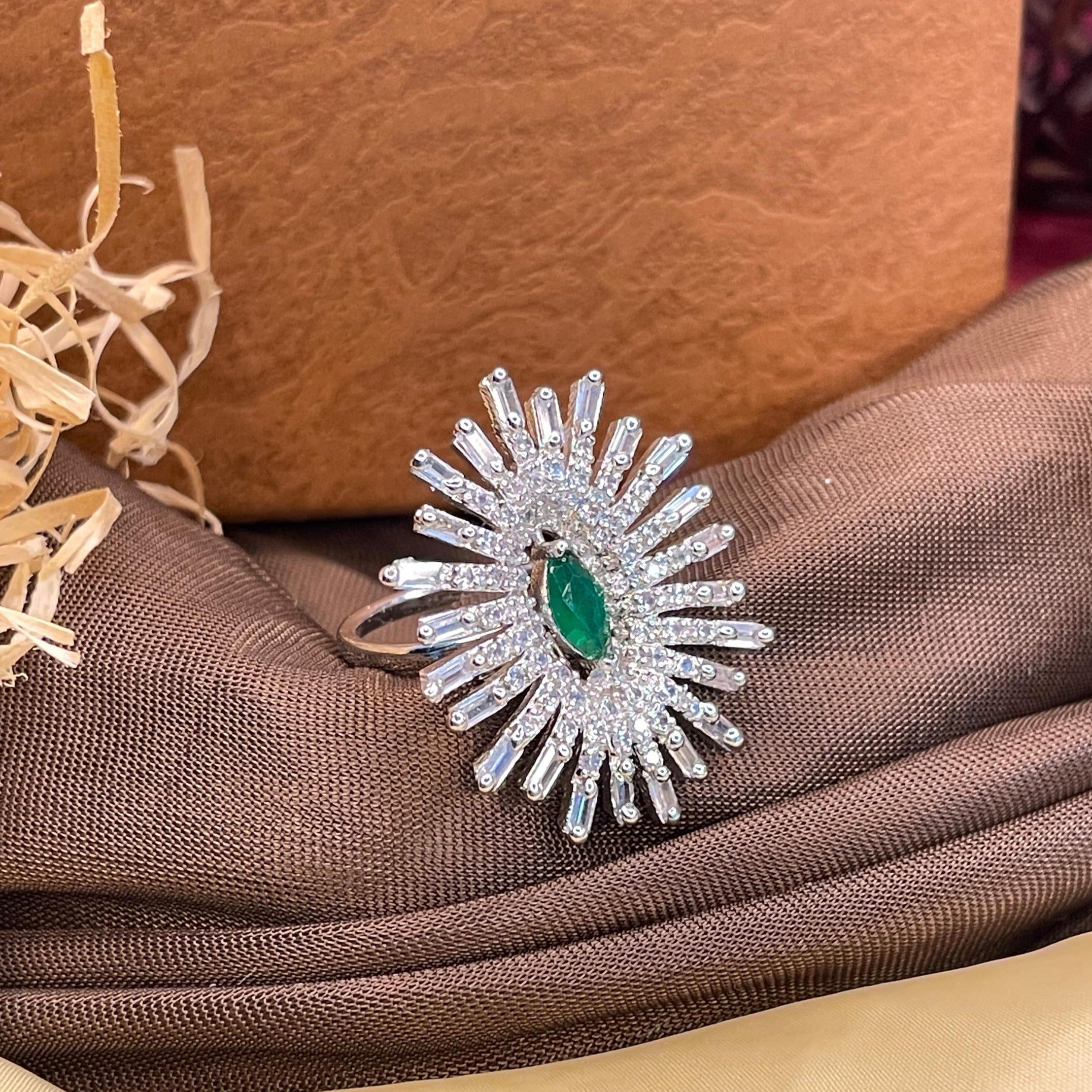 Choki American DIamond Green Ring - Abdesignsjewellery