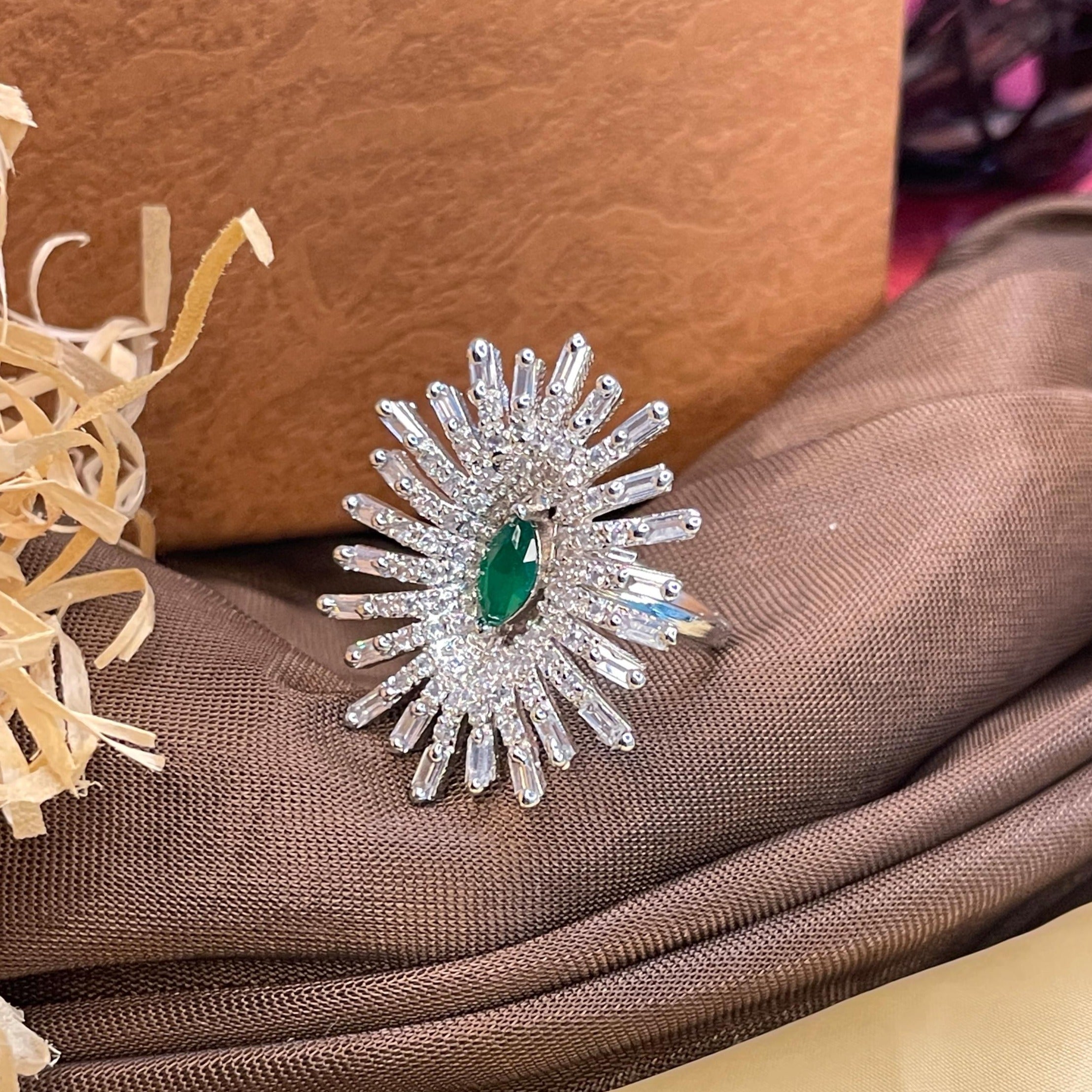 Choki American DIamond Green Ring - Abdesignsjewellery