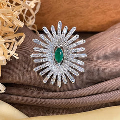 Choki American DIamond Green Ring