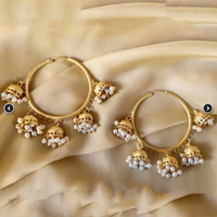 Thumbnail for Matt Gold Round Pearl Drop Bali - Abdesignsjewellery