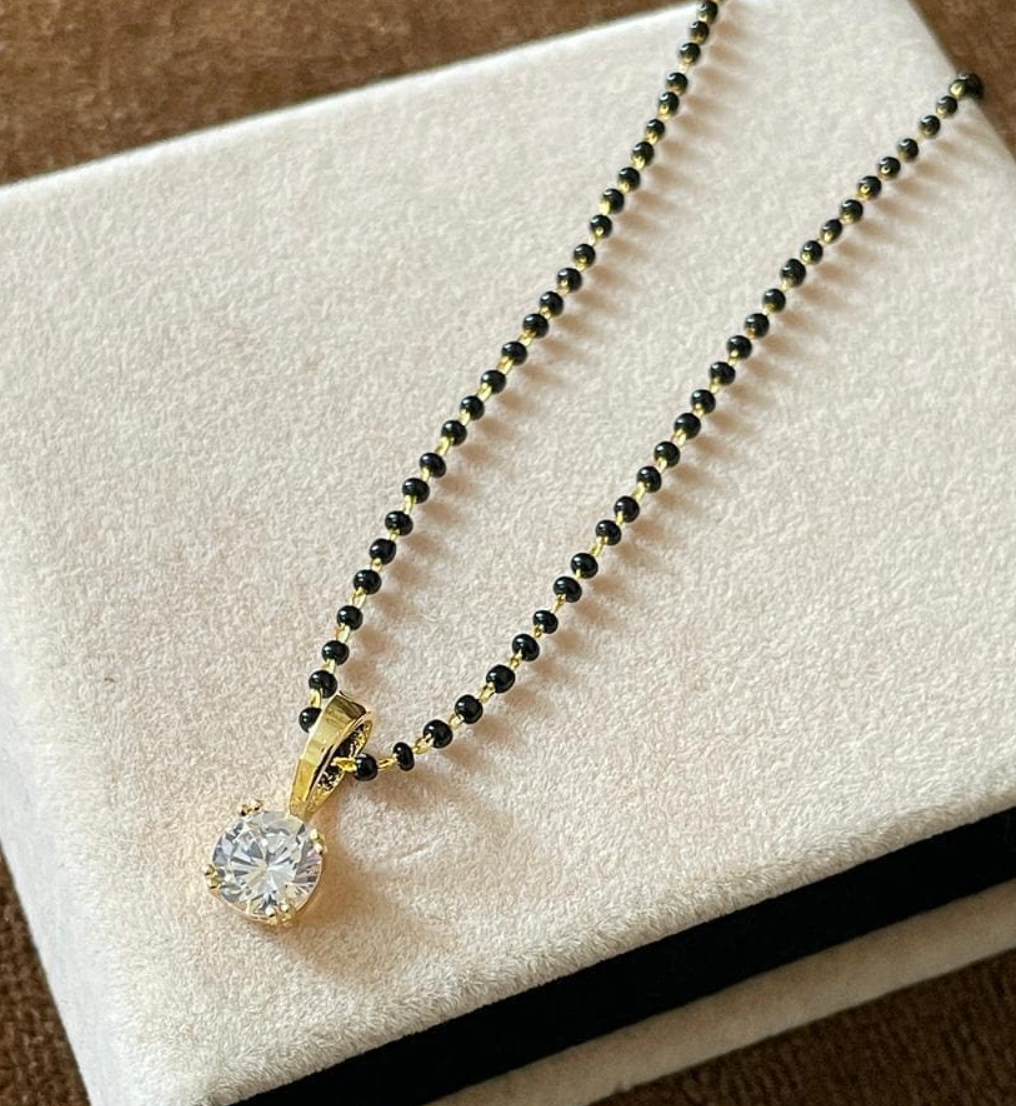 Deepika Padukone Wedding Insprired Golden Solitaire Mangalsutra - Abdesignsjewellery