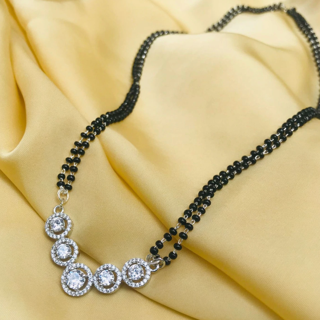 Moonshine Round Silver Plated Mangalsutra