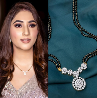 Thumbnail for Disha Parmar Wedding Inspired Morden Gold Diamond Mangalsutra - Abdesignsjewellery