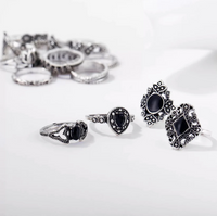 Thumbnail for Silver Fifteen Pcs Vintage Floral Design Plushy Ring Set