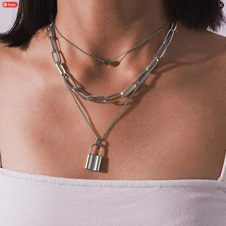 Daily Wear Silver Layered Heart and Lock Pendant - Abdesignsjewellery