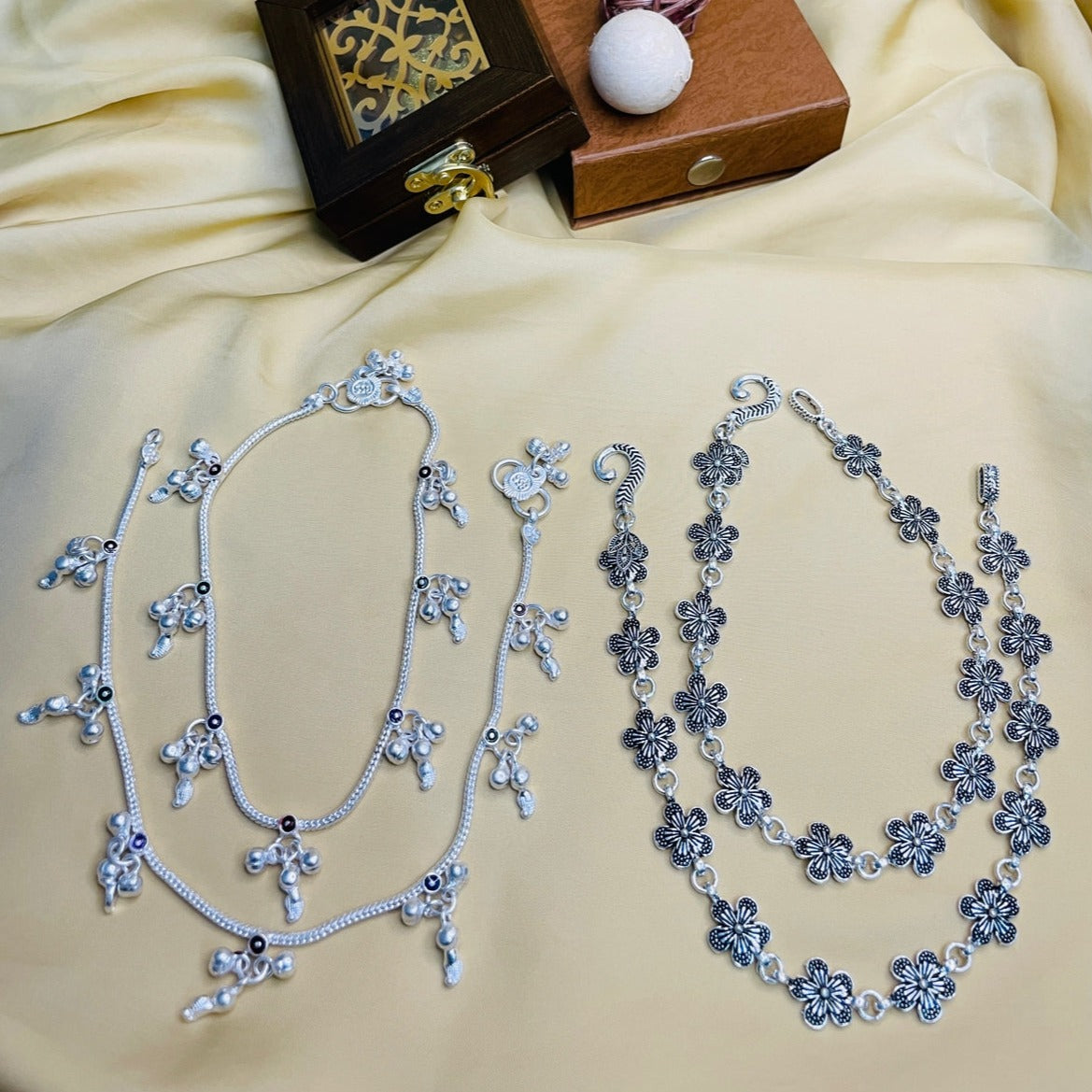Lovely Silver Anklet Combo