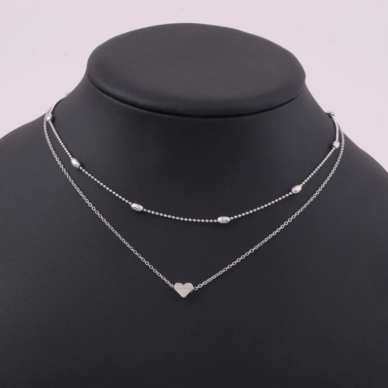 Daily Wear Silver Plated Double Layered Heart Pendant - Abdesignsjewellery