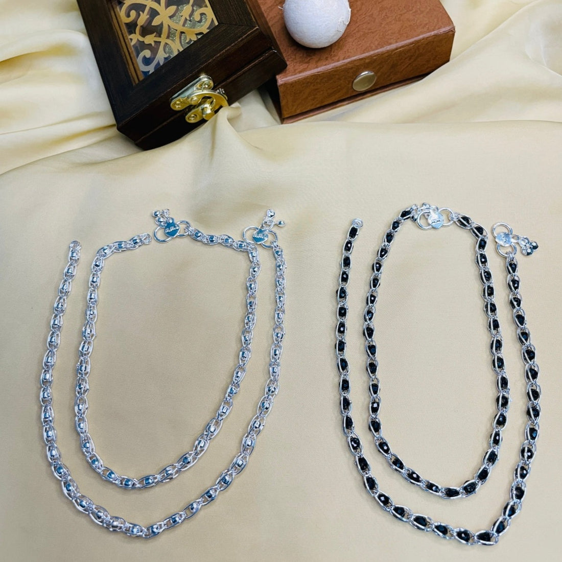 Shinny Silver Anklet Combo