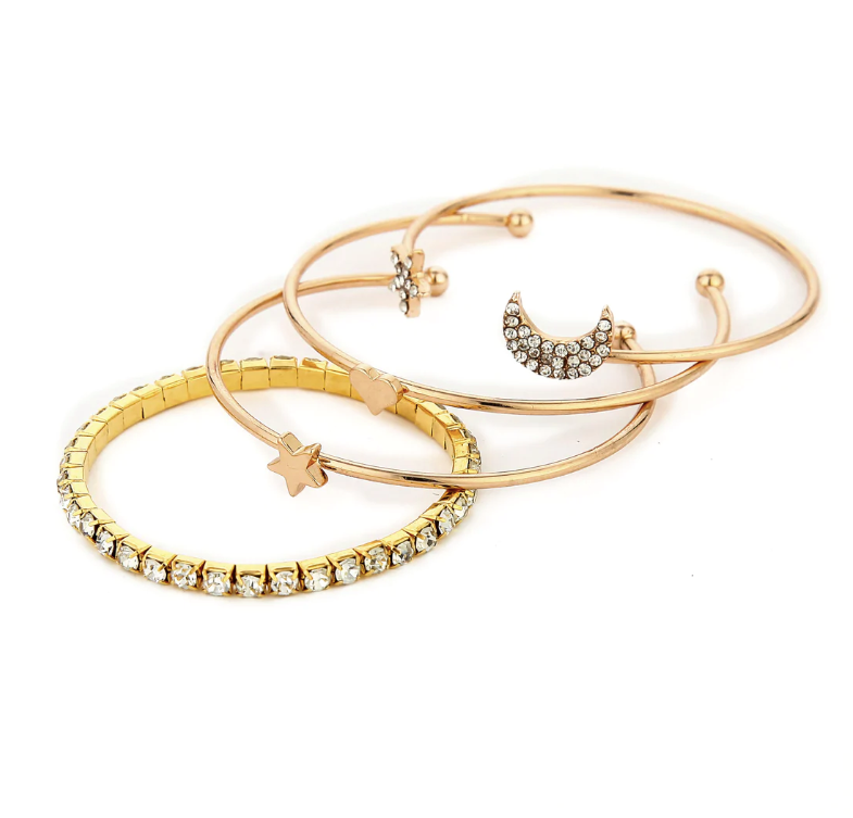 Studded Moon Star Heart Combo of 4 Bracelets - bracelet by Abdesigns Jewellery