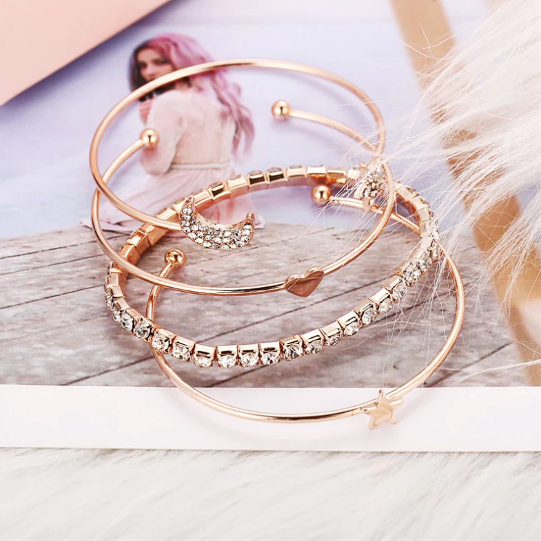 Studded Moon Star Heart Combo of 4 Bracelets - bracelet by Abdesigns Jewellery