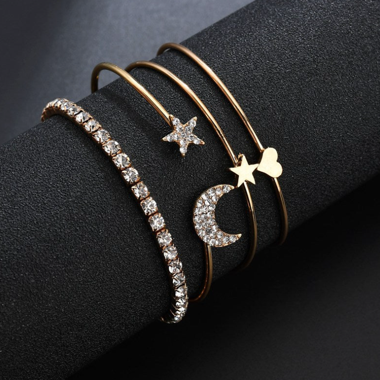 Studded Moon Star Heart Combo of 4 Bracelets - bracelet by Abdesigns Jewellery