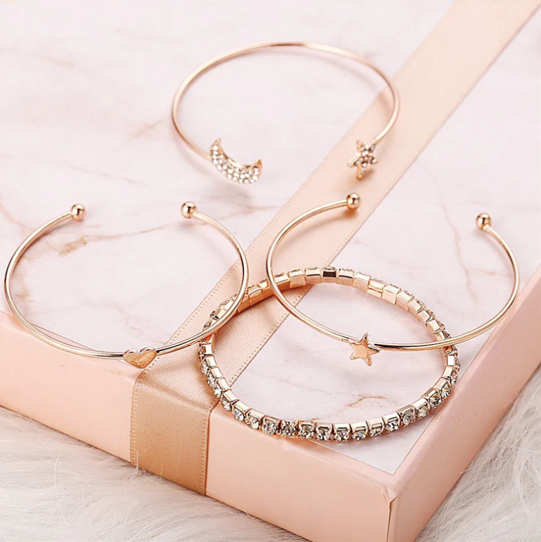 Studded Moon Star Heart Combo of 4 Bracelets - bracelet by Abdesigns Jewellery