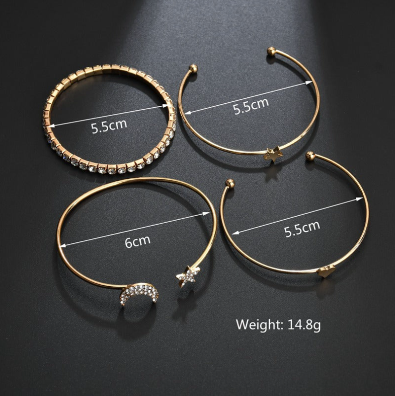 Studded Moon Star Heart Combo of 4 Bracelets - bracelet by Abdesigns Jewellery