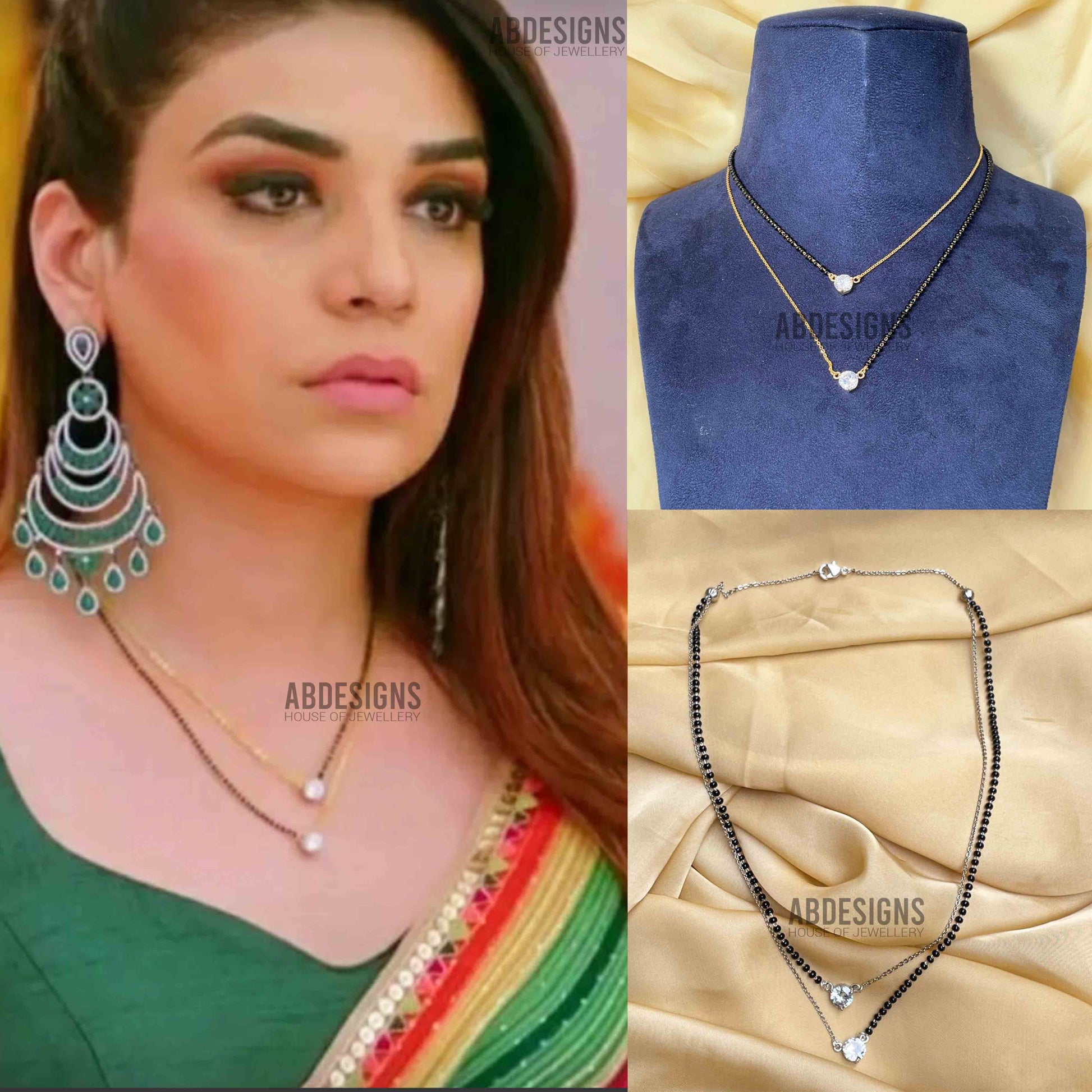 Anjum Fakih Inspired Double Layer Diamond Mangalsutra - Abdesignsjewellery