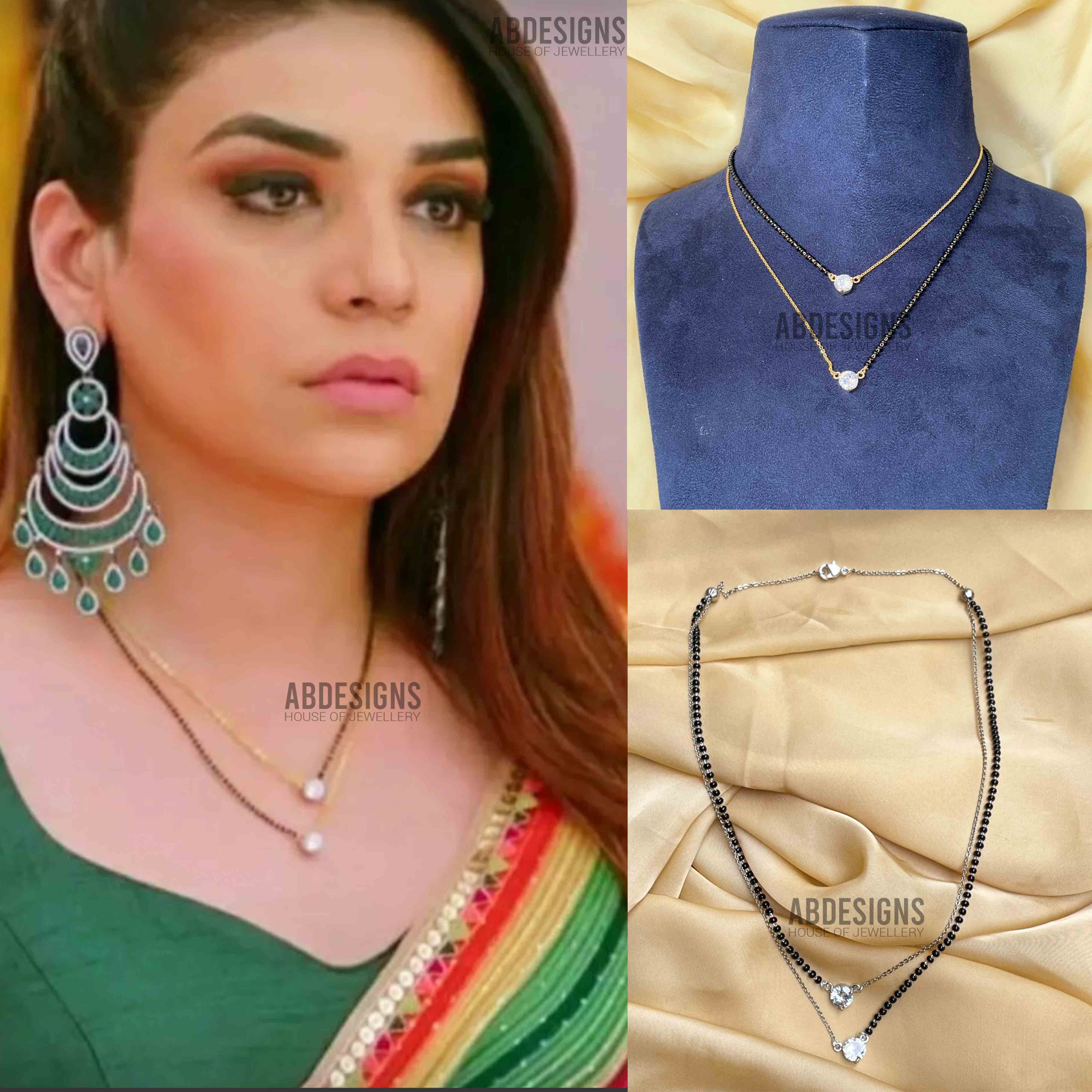 Anjum Fakih Inspired Double Layer Diamond Mangalsutra - Abdesignsjewellery