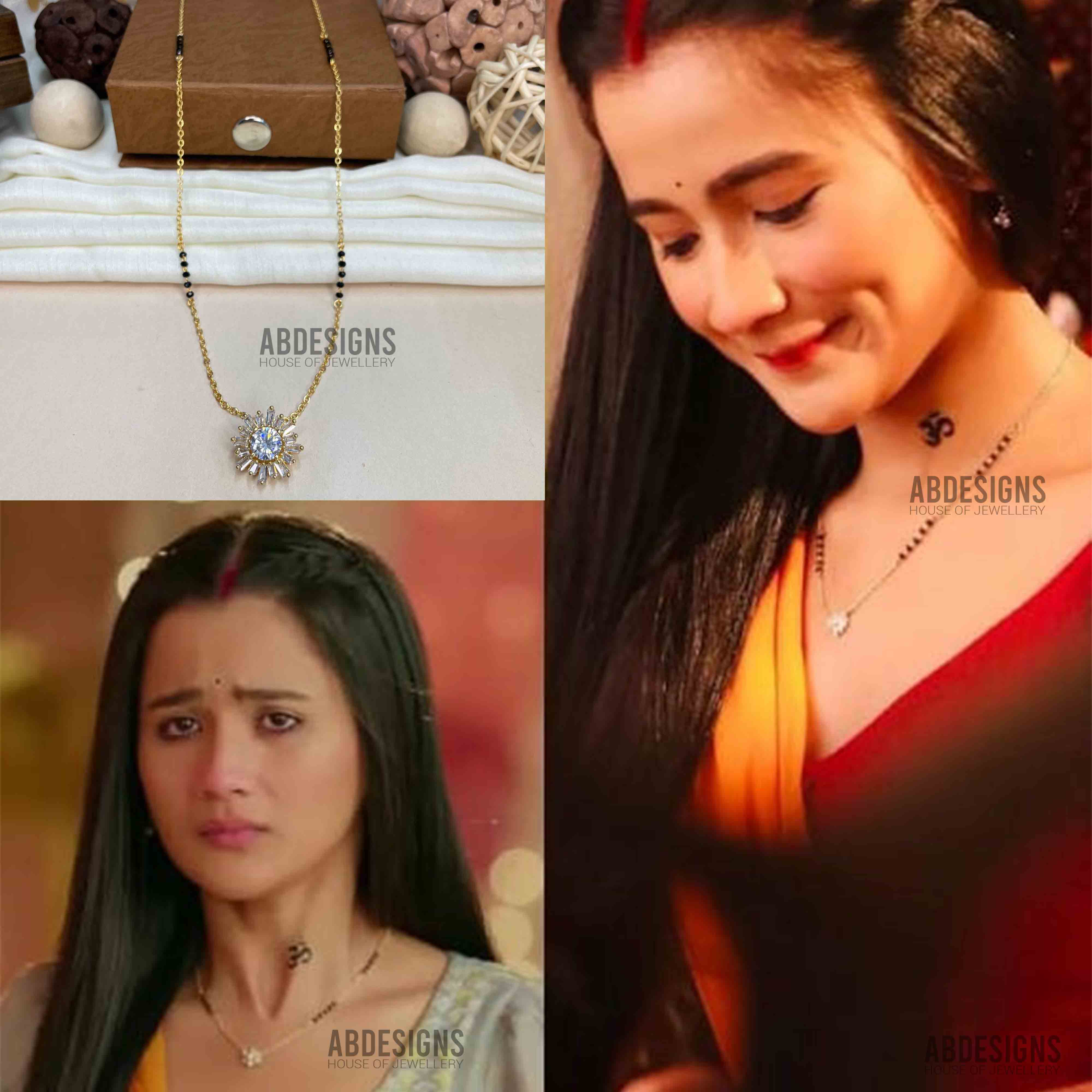 Rajjo Celesti Bairagey Inspired Statement Cz Diamond Golden Plated Mangalsutra