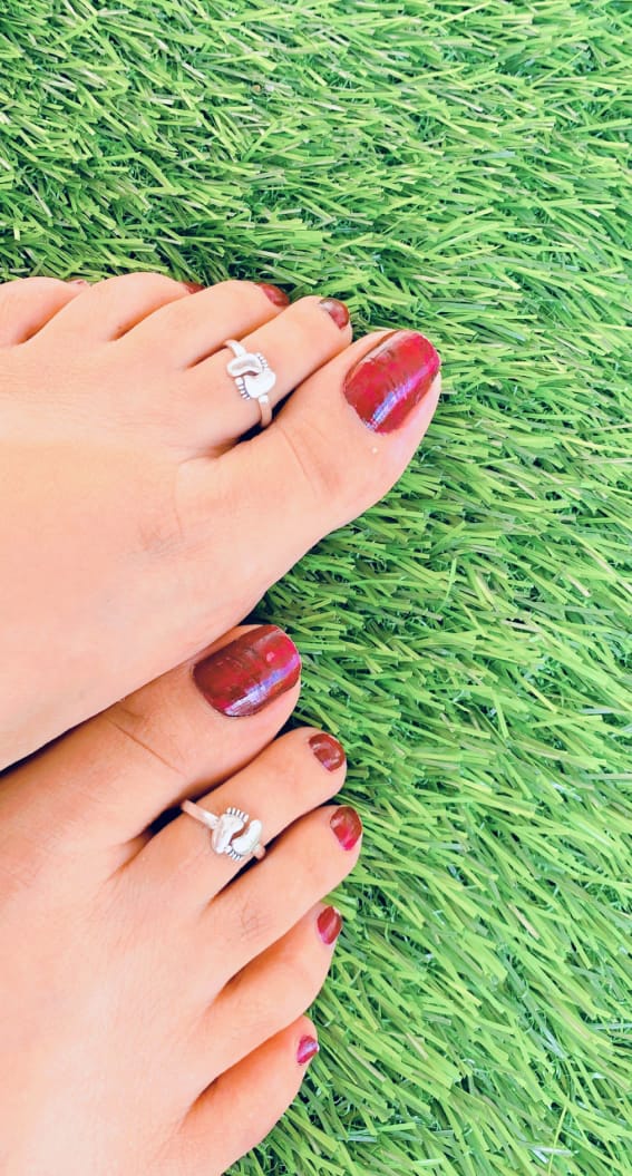 Cute Feet Adjustable Silver Toering - Abdesignsjewellery