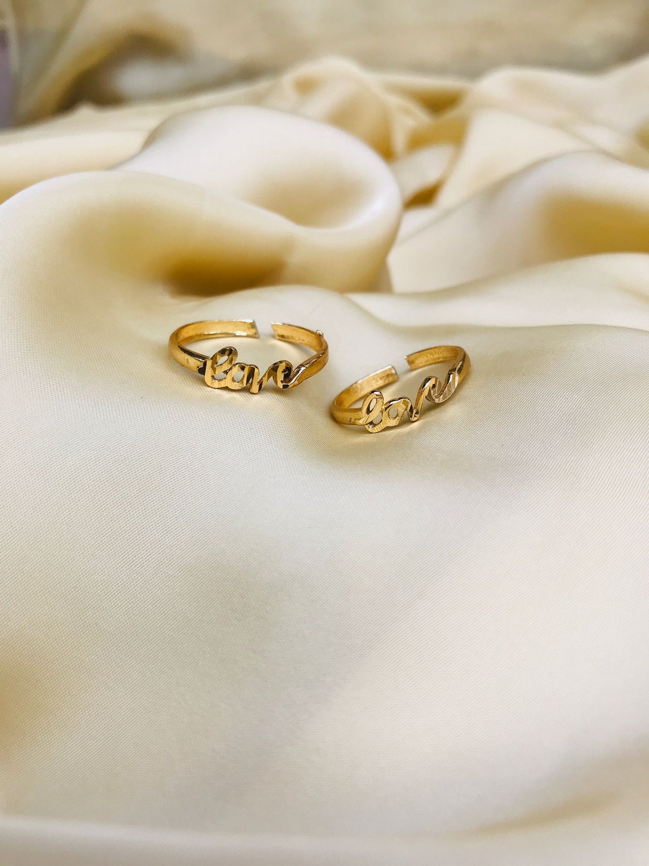 Love Gold Plated Toe Rings - Abdesignsjewellery