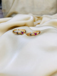 Thumbnail for Round Pink Stone Gold Plated Toe Rings - Abdesignsjewellery