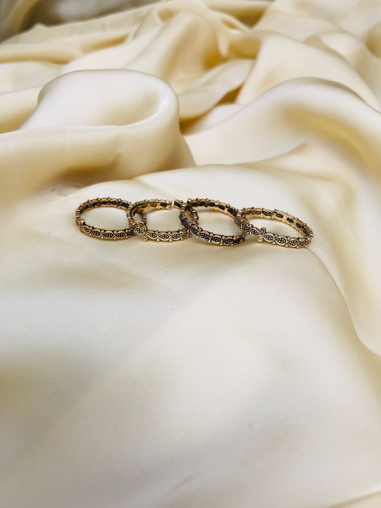 Slim Gold Oxidised Toe Rings Combo - Abdesignsjewellery