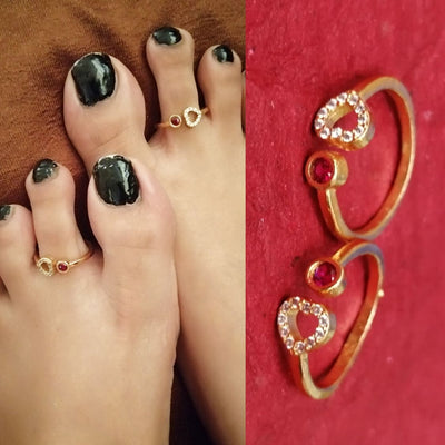 Heart Shape American Diamond Toe Rings